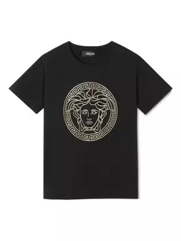 Футболка с принтом Medusa Versace Kids, черный