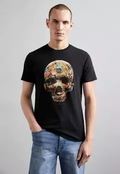 Футболка с принтом MENS SLIM FIT SKULL STICKER PS Paul Smith, черный