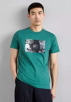 Футболка с принтом MENS ZEBRA GRAFFITI PS Paul Smith, зеленый