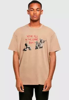 Футболка с принтом Merchcode, бежевый