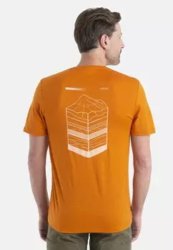 Футболка с принтом Merino 150 Tech Lite Ii Ss Tee Mountain Icebreaker, цвет earth