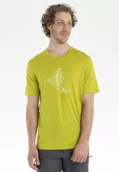 Футболка с принтом Merino Tech Lite Ii Ss Tee Skiing Yeti Icebreaker, цвет bio lime