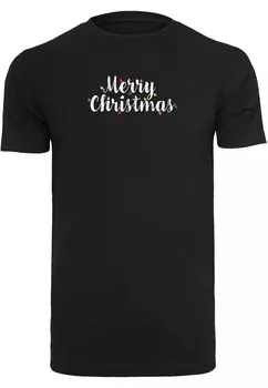 Футболка с принтом MERRY CHRISTMAS ROUND NECK Merchcode, черный