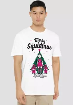 Футболка с принтом MERRY SQUIDMAS Cotton Soul, белый