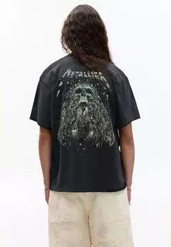 Футболка с принтом METALLICA SKULL PULL&BEAR, черный