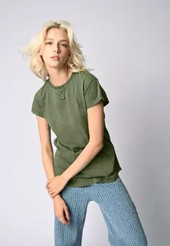 Футболка с принтом MI AMOR BACK PRINT ROLL UP VINTAGE Mira Paris, зеленый