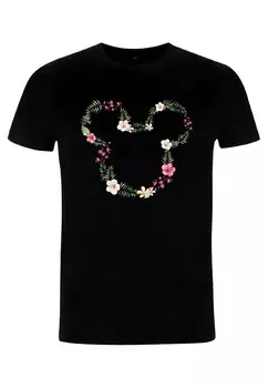 Футболка с принтом MICKEY CLASSIC FLORAL MICKEY UNISEX Disney, черный