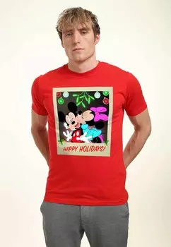 Футболка с принтом MICKEY CLASSIC HOLIDAY POLAROID UNISEX Henry Tiger, красный