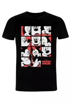 Футболка с принтом Mickey Classic Mickey Mouse Expression Grid Unisex Disney, черная