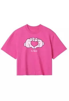 Футболка с принтом MICKEY CLASSIC VALENTINES DAY GLOVE HEART Disney, розовый
