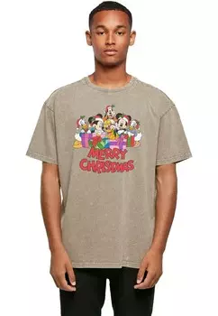 Футболка с принтом MICKEY MOUSE AND FRIENDS CHRISTMAS ACID ABSOLUTE CULT, хаки