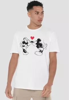 Футболка с принтом MICKEY MOUSE AND MINNIE SKETCH KISS VALENTINE S DAY Disney, белый