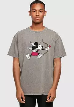 Футболка с принтом Mickey Mouse Love Cherub Vintage ABSOLUTE CULT, цвет asphalt