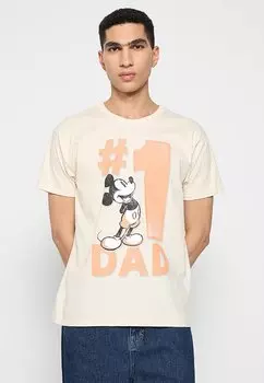 Футболка с принтом MICKEY MOUSE NUMBER 1 DAD Disney, бежевый