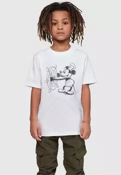 Футболка с принтом MICKEY MOUSE STEAMBOAT SKETCH ABSOLUTE CULT, цвет white