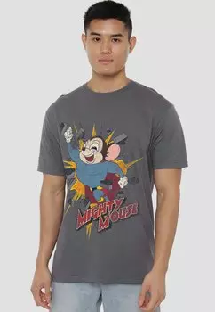 Футболка с принтом MIGHTY MOUSE BREAK THROUGH Cotton Soul, антрацит