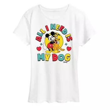 Футболка с принтом "Микки Маус и Плуто — мне больше ничего не нужно, кроме моей собаки" Disney, белый