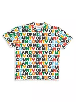 Футболка с принтом Миланское графство для маленьких мальчиков и мальчиков Marcelo Burlon, белый