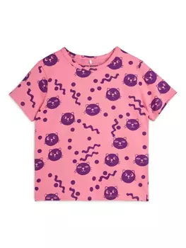 Футболка с принтом Mini Rodini Squiggly Cats, розовый