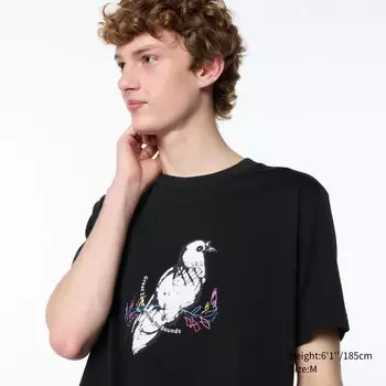 Футболка с принтом «Мир для всех» (Хан Мэйлин) UNIQLO, черный
