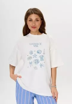 Футболка с принтом MIRONS, кремовый