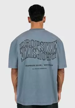 Футболка с принтом MIRRORED LOGO Dropsize, сине-серый