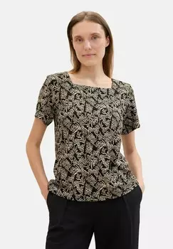 Футболка с принтом MIT ALLOVER PRINT TOM TAILOR, черный
