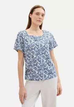 Футболка с принтом MIT ALLOVER PRINT TOM TAILOR, синий
