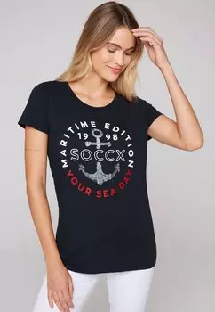 Футболка с принтом MIT ANKER Soccx, цвет blue navy