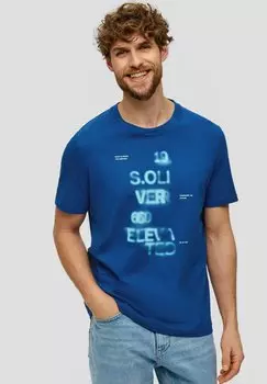 Футболка с принтом MIT ARTWORK s.Oliver, цвет ozeanblau