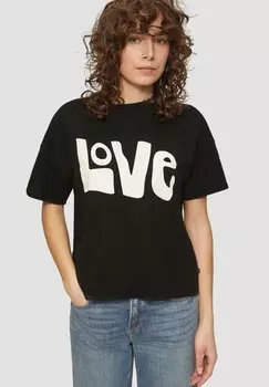 Футболка с принтом MIT BERSCHNITTENER SCHULTER QS, черный