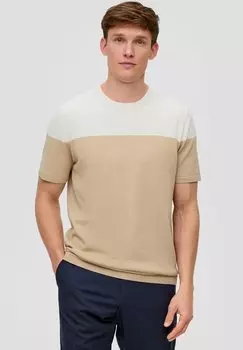 Футболка с принтом MIT COLOUR-BLOCKING s.Oliver BLACK LABEL, цвет beige