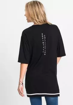 Футболка с принтом Mit Coolem Seitens bonprix, черная