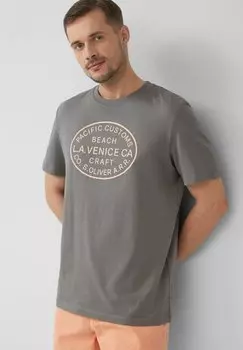 Футболка с принтом MIT CREW NECK s.Oliver, серый