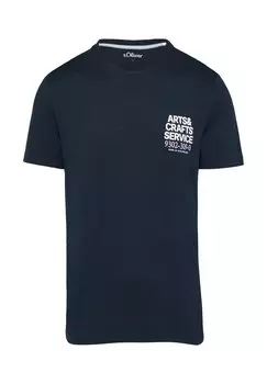 Футболка с принтом MIT CREW NECK UND FRONT s.Oliver, темно-синий