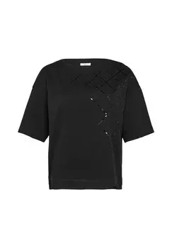 Футболка с принтом MIT DEKORATIVEM PAILLETTENBESATZ s.Oliver BLACK LABEL, черный