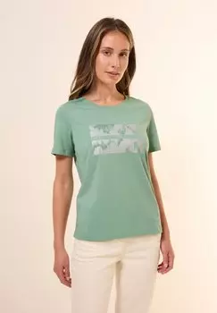 Футболка с принтом MIT FOLIEN Cecil, металлик зеленый