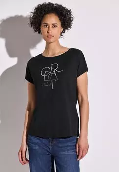 Футболка с принтом MIT FOLIEN WORDING Street One, черный