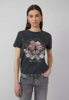 Футболка с принтом MIT FRONT IN GEWASCHENER OPTIK QS, темно-серый