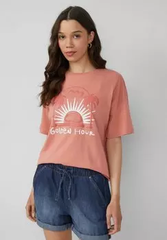 Футболка с принтом MIT FRONTPRINT QS, лосось