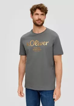 Футболка с принтом MIT GROSSEM LABEL s.Oliver, серый