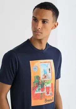 Футболка с принтом MIT KURZEN ARMELN UND GRAFIK AUF DER BRUST GA BENDORFF, синий