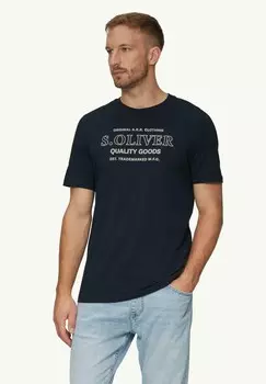Футболка с принтом MIT LOGO-MOTIVEN s.Oliver, темно-синий