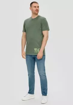 Футболка с принтом MIT LOGO PATCH s.Oliver, темно-зеленый