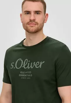 Футболка с принтом MIT LOGO s.Oliver, темно-зеленый