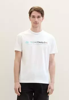 Футболка с принтом MIT LOGO TOM TAILOR, белый
