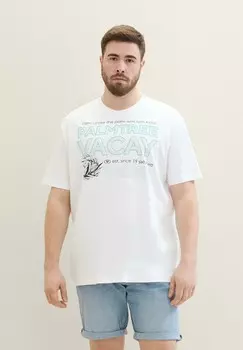 Футболка с принтом MIT MOTIV TOM TAILOR, белый