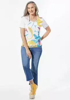 Футболка с принтом MIT RUNDHALSAUSSCHNITT GOLDNER, белый