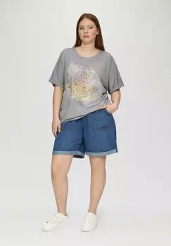 Футболка с принтом MIT RUNDHALSAUSSCHNITT QS, светло-серый