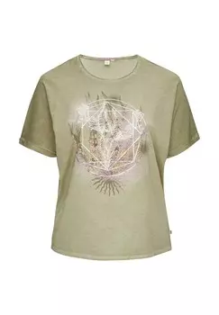 Футболка с принтом MIT RUNDHALSAUSSCHNITT QS, зеленый